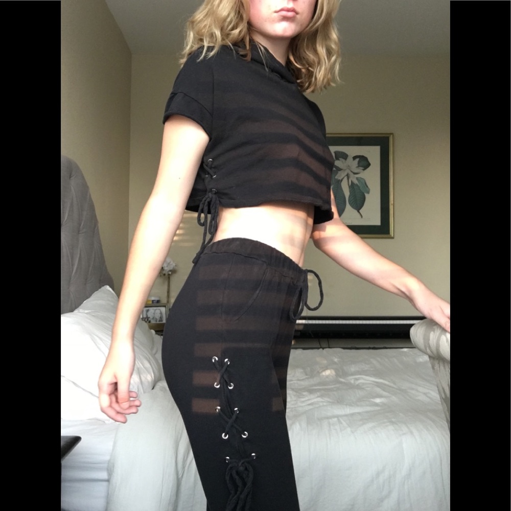Fashion Nova CrOp Top Hoodie Jogger Set